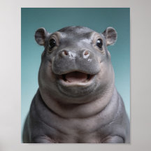 Portrait d'hippopotame bébé – Art mural d'animal d