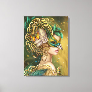 Portrait d'oiseau de femme d'imaginaire de toile