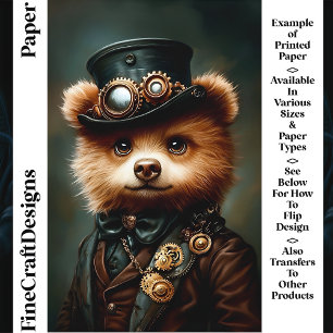Portrait d'ours brun Steampunk CL2 Papier pour scr