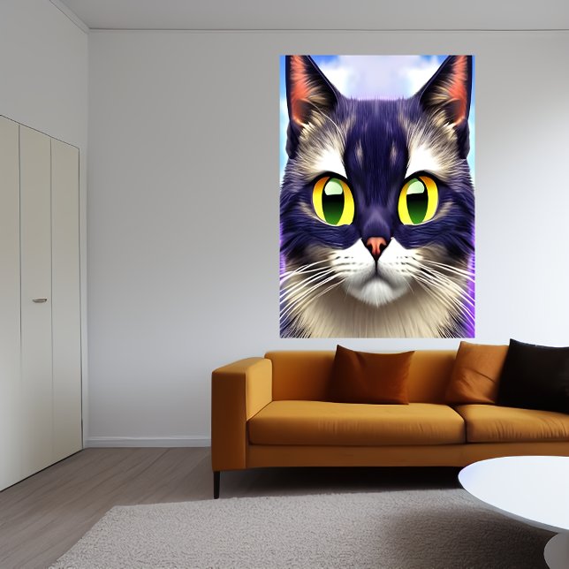 Portrait du chat à oeil jaune | AI Art Poster (Créateur téléchargé)
