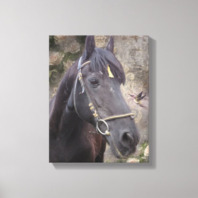 Portrait du cheval friésien - Toile enveloppée (Recto)