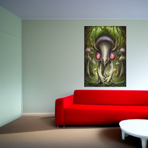 Portrait d'un alien de champignons   AI Art Poster