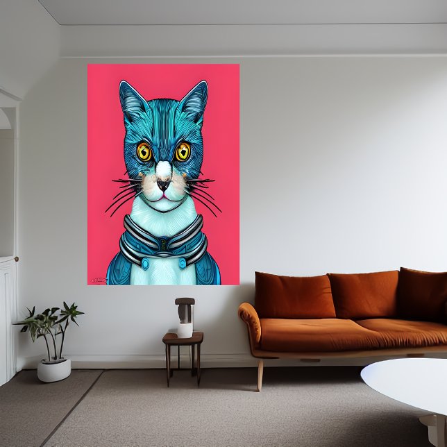 Portrait d'un chat bleu | AI Art Poster (Créateur téléchargé)