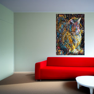 Portrait d'un chat étrange   AI Art Poster