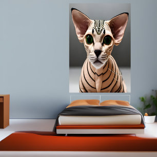 Portrait d'un chat Sphynx AI Art Poster