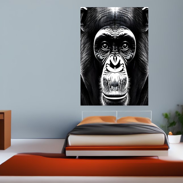 Portrait d'un chimpanzé | AI Art Poster (Créateur téléchargé)