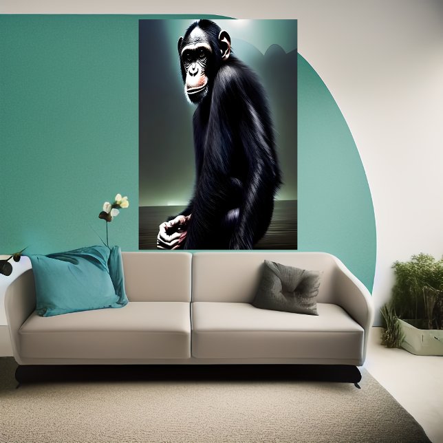 Portrait d'un chimpanzé assis | AI Art Poster (Créateur téléchargé)