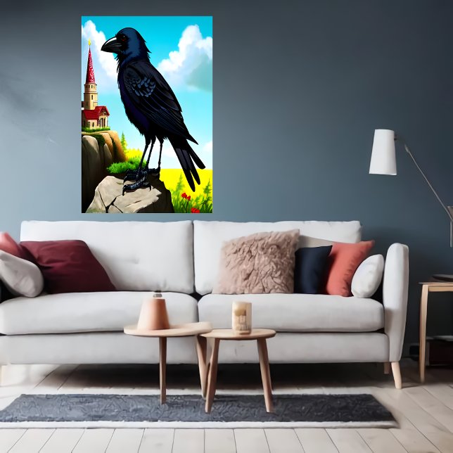 Portrait d'un corbeau noir | AI Art Poster (Créateur téléchargé)