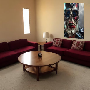 Portrait d'un crâne mort l AI Art Poster