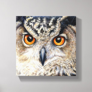 Portrait d'un hibou grand-duc sur toile encadrée