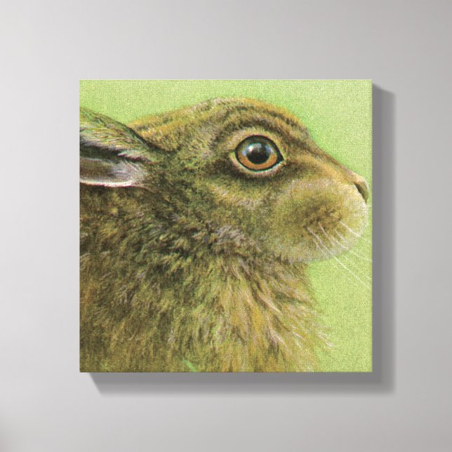 Portrait d'un lapin en train de paître sur toile e (Recto)