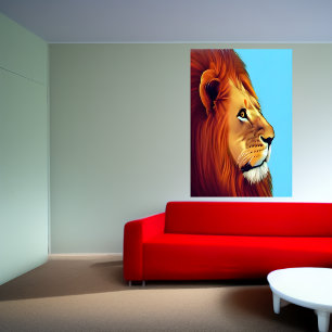 Portrait d'un lion   AI Art Poster
