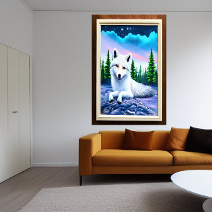 Portrait d'un renard blanc   AI Art Poster