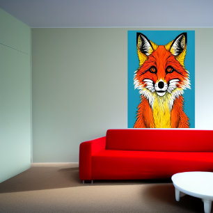 Portrait d'un renard rouge   AI Art Poster