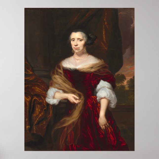 Portrait d'une dame - Nicolaes Maes Poster d'art (Devant)