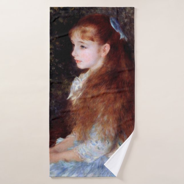 Portrait d'une fille au ruban bleu, Renoir (Serviette de bain)