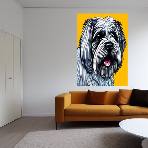 Portrait d'une Lhassa Apso AI Art Poster
