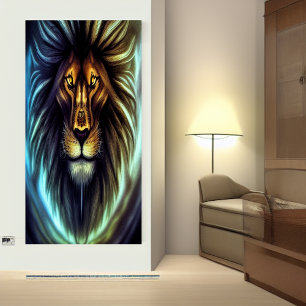 Portrait d'une tête de lion   AI Art Poster