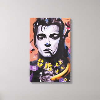 Portrait en techniques mixtes - Toile acrylique et
