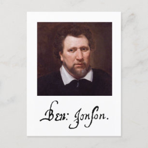 Portrait et signature de la carte postale Ben Jons