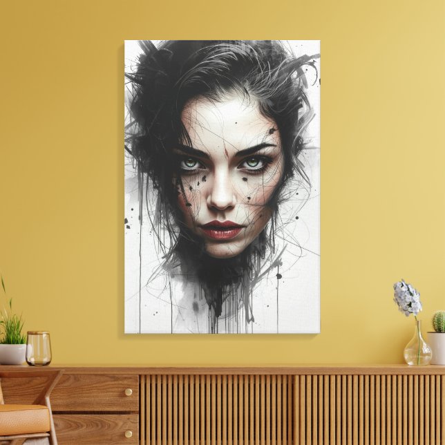 Portrait Expressionniste sur Toile avec Couleurs (Insitu(Salon))