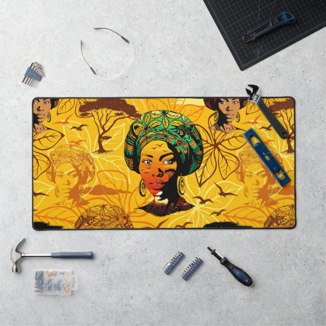 Portrait féminin africain avec coucher de soleil (Poste de travail)