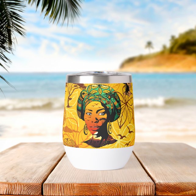 Portrait féminin africain avec coucher de soleil (Plage (pivotée))