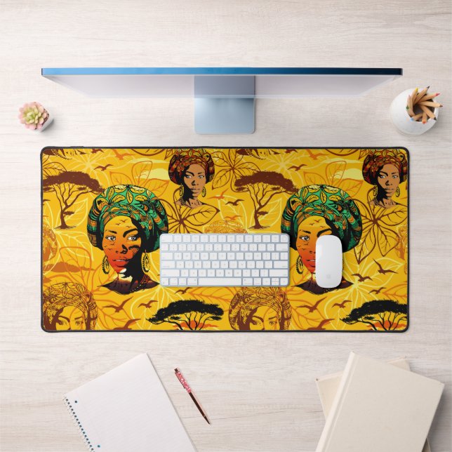 Portrait féminin africain avec coucher de soleil (Bureau 1)