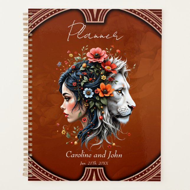 Portrait floral de lion et de femme (Devant)