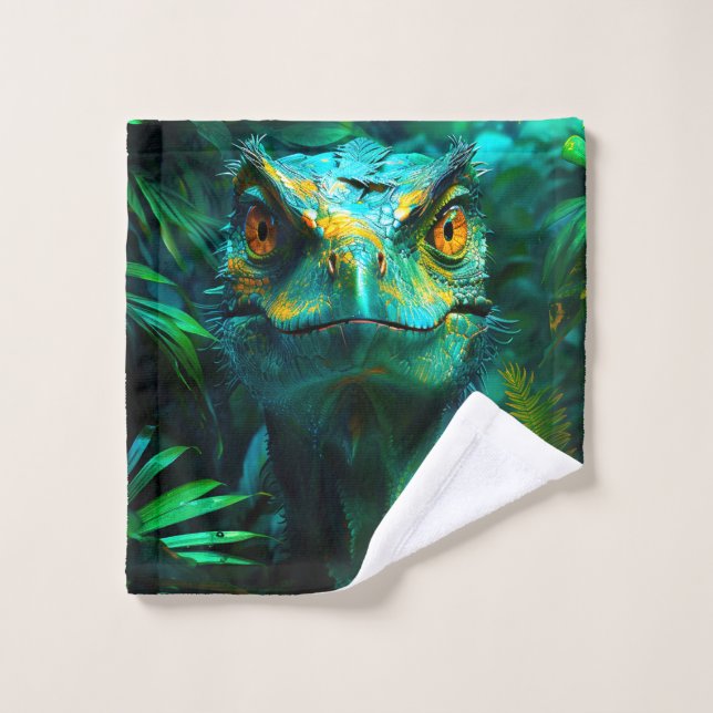 Portrait intense de lézard de jungle (Gant de toilette)