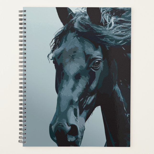 Portrait majestueux de cheval noir (Devant)