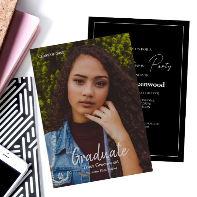 Portrait photo Graduation Party Invitation (Créateur téléchargé)