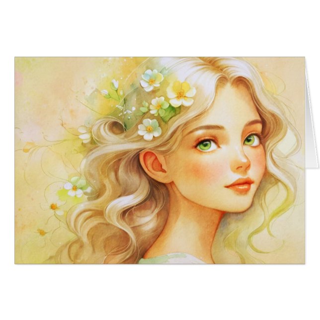 Portrait rêveur à l'aquarelle (Devant horizontal)