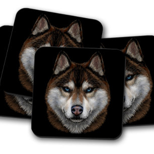 Portrait sibérien Husky Dessous de verre majesti