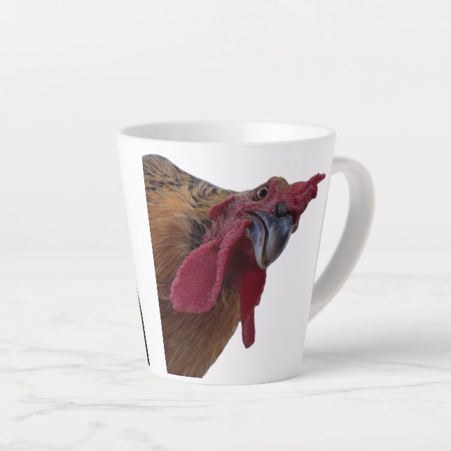 Portraits de poulet sur tasse à latte (Angle droit)