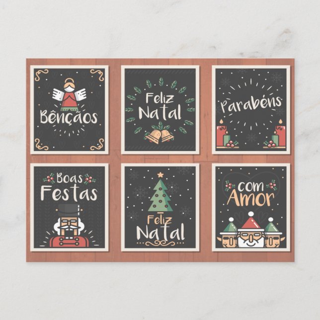 PORTUGAIS FELIZ NATAL CHRISTMAS CARTE SET (Devant)
