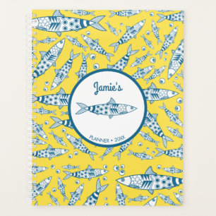 Portugais Lisbonne Sardines Motif Azulejos Jaune