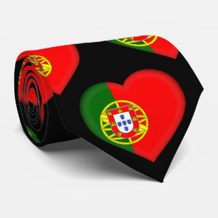 Portugal Drapeau couleurs Motif de coeur Cravate