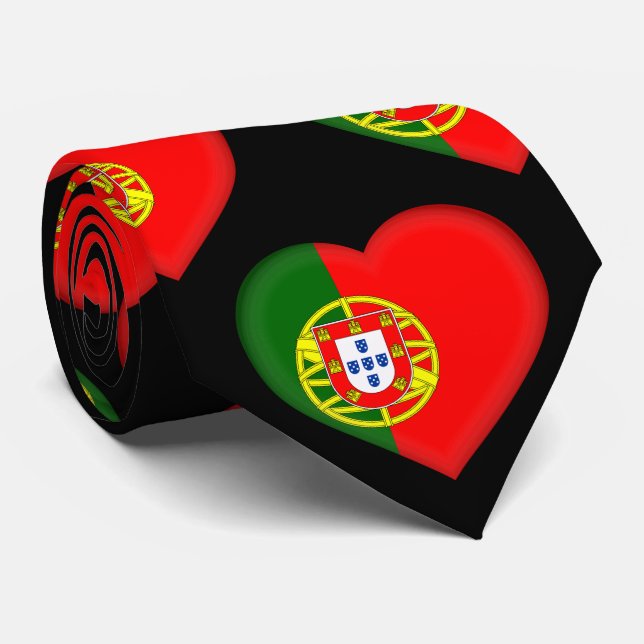 Portugal Drapeau couleurs Motif de coeur Cravate (Roulé)