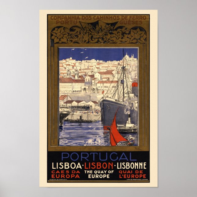 Portugal Lisbonne Poster vintage 1929 (Devant)