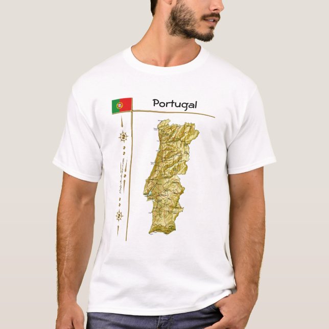 Portugal Map + Indicateur + Titre T-shirt (Devant)