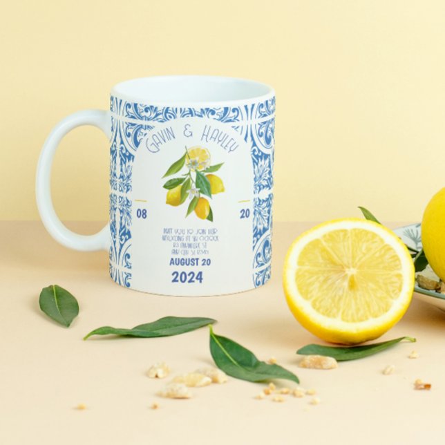 Portugal Mariage Mug | Carreaux bleus et citrons E (Créateur téléchargé)