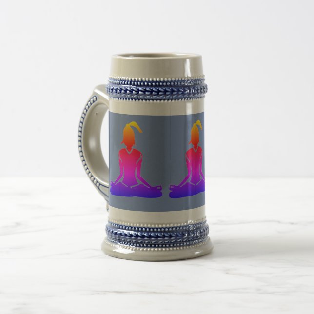 Pose de yoga assis - Chope à bière bleue (Devant gauche)
