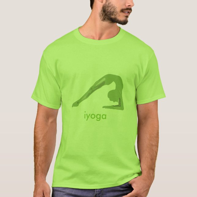 Pose de yoga en t-shirt vert (Devant)