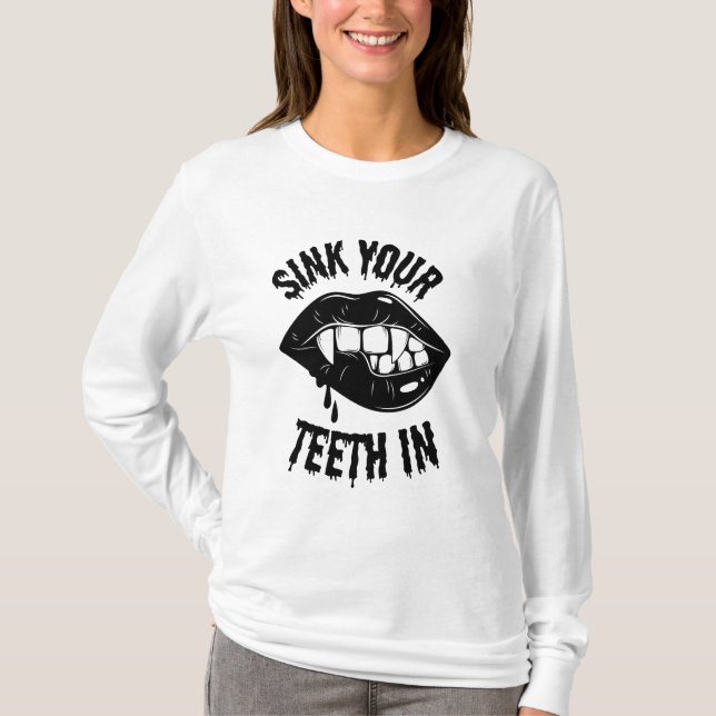 Posez Vos Dents Dans Un T-shirt Fangs Vampire (Devant)