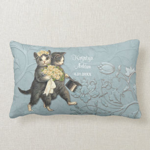 Posh Cats Mariage bleu - Lumbar Coussin