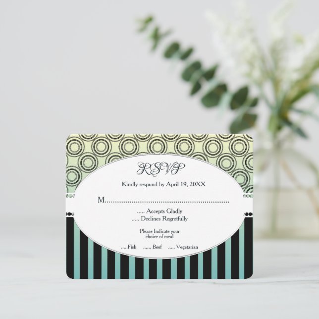 Posh Jaune et Turquoise carte de mariage RSVP (Debout devant)