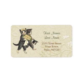 Posh Mariage Chats Ivory Floral Étiquette de adres