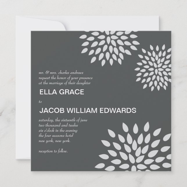 Posh Petals | Argent | FAIRE-PART DE MARIAGE (Devant)