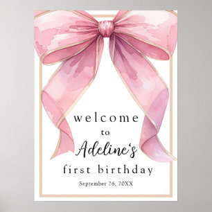 Posh Pink Coquette Bow Affiche de bienvenue d'anni